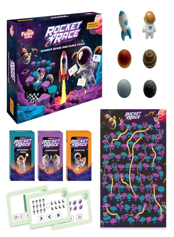 The Fidget Game Rocket Race - Math Board Game for Kids Ages 5-8 | Build Foundational Skills in Number Sense, Comparing, and Place Value | Classroom Must Have for Grades K-2 - Image 1